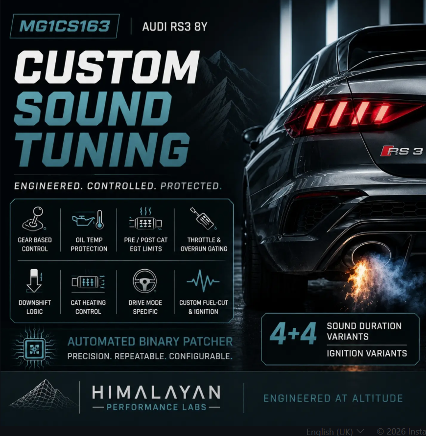 MG1CS163 Audi RS3 8Y Custom Sound Tuning — Himalayan Performance Labs project graphic